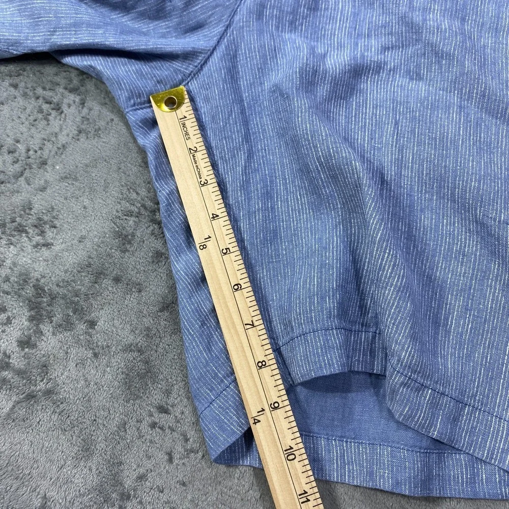 Tommy Bahama Relax Mens 35 Striped Shorts 100% Linen Blue White Ticking Stripe